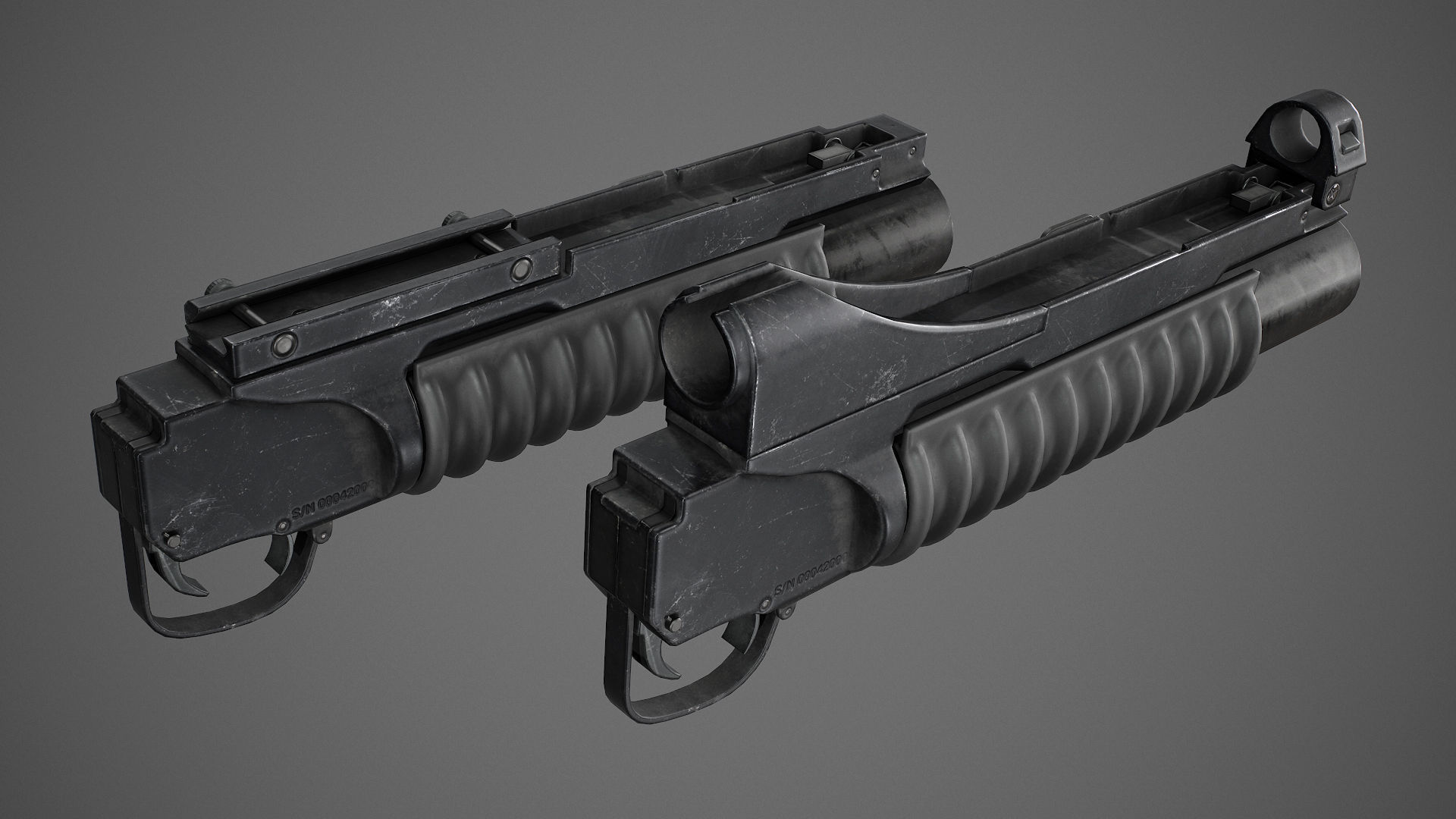 PBR M203 Grenade Launcher Low-poly 3D model_3