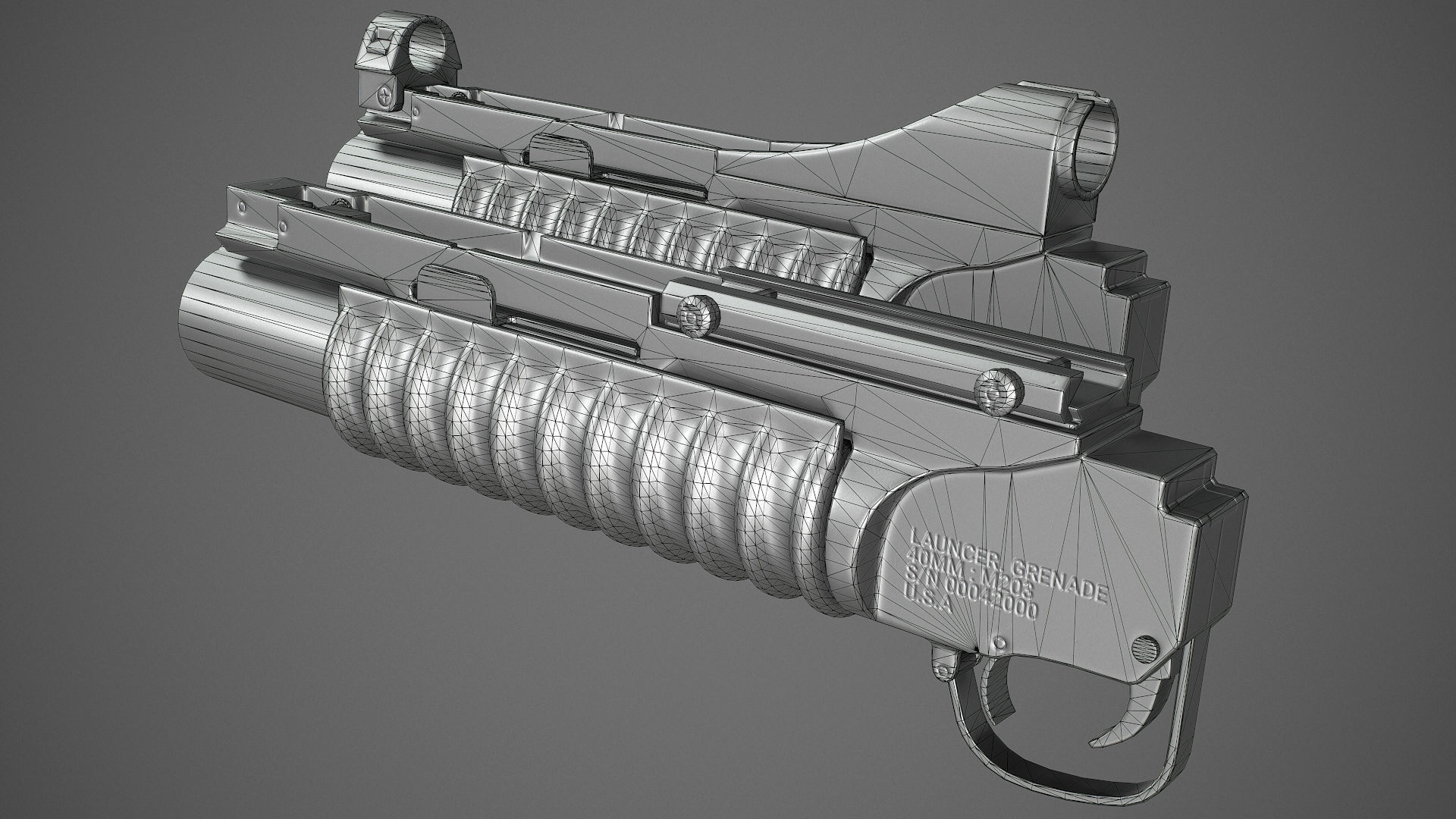 PBR M203 Grenade Launcher Low-poly 3D model_6