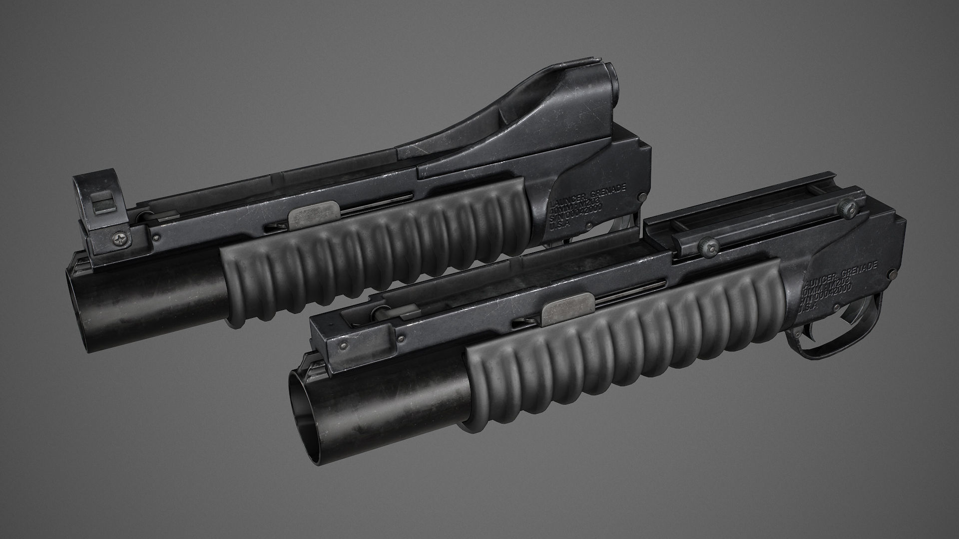 PBR M203 Grenade Launcher Low-poly 3D model_1