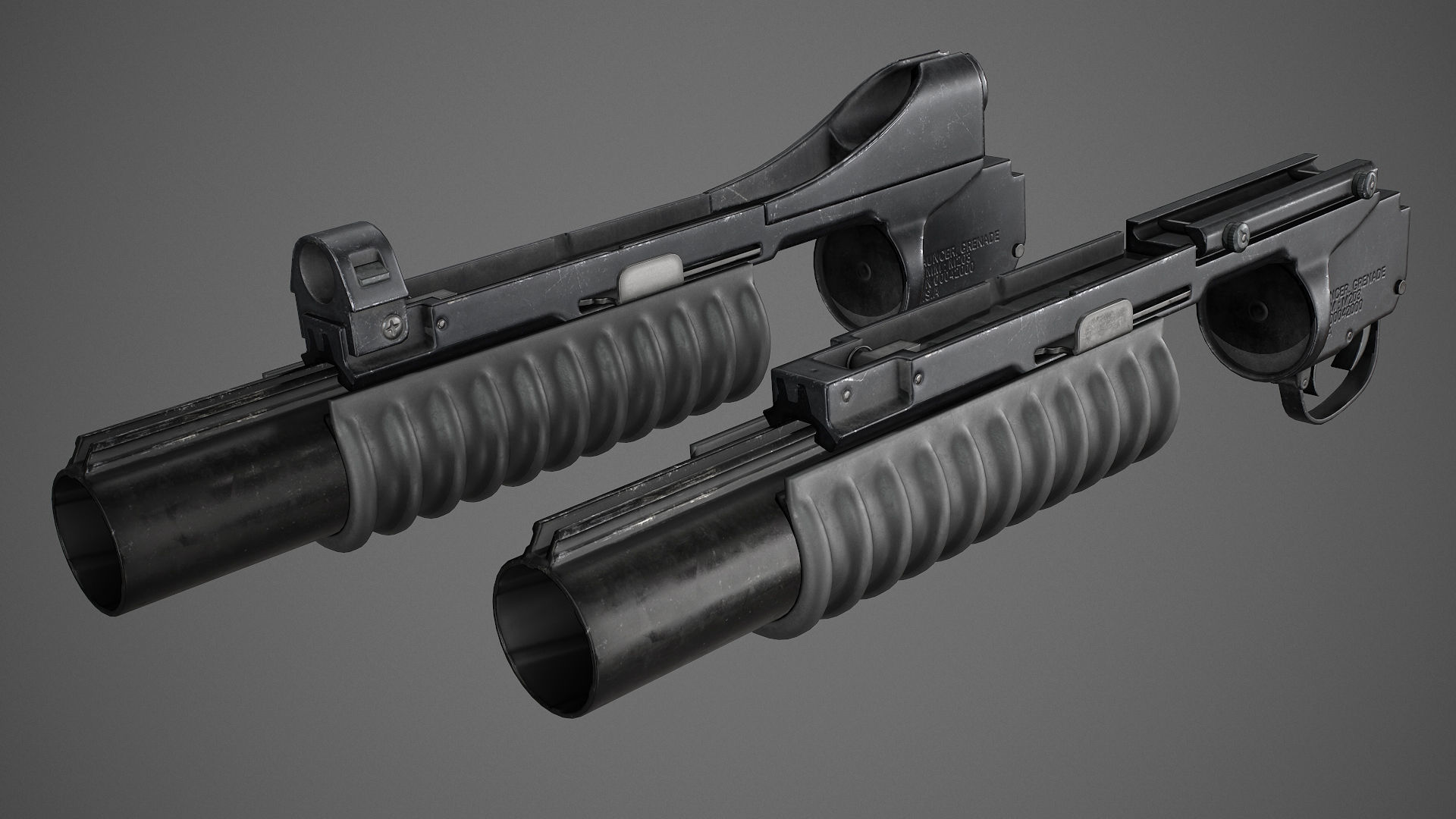PBR M203 Grenade Launcher Low-poly 3D model_2