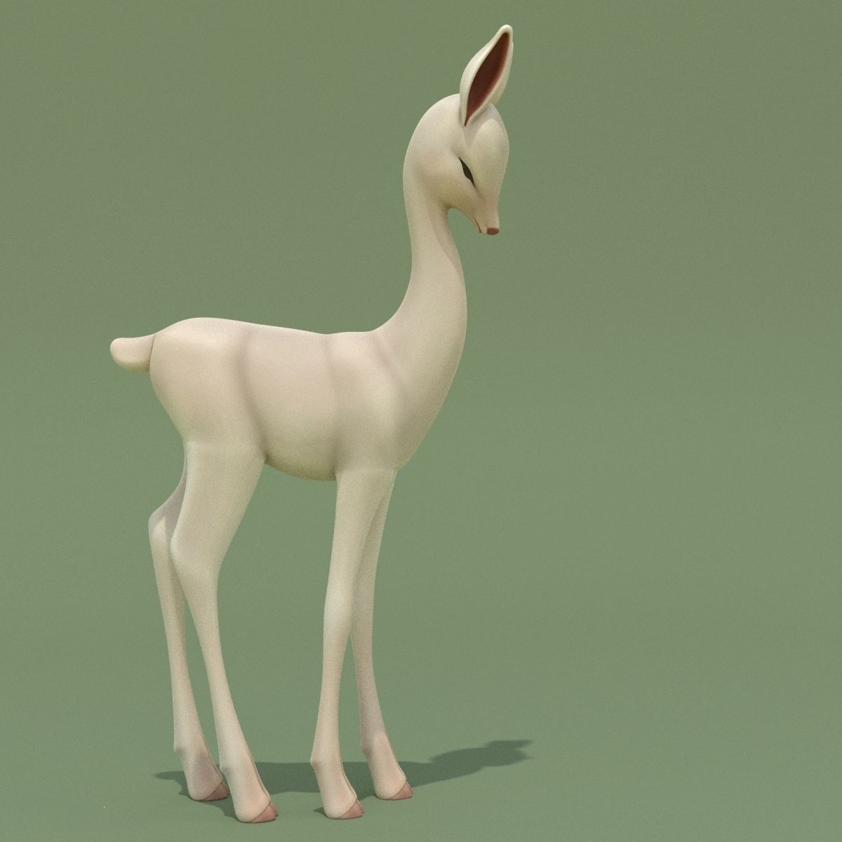 Deer Baby Statuette 3D model_4