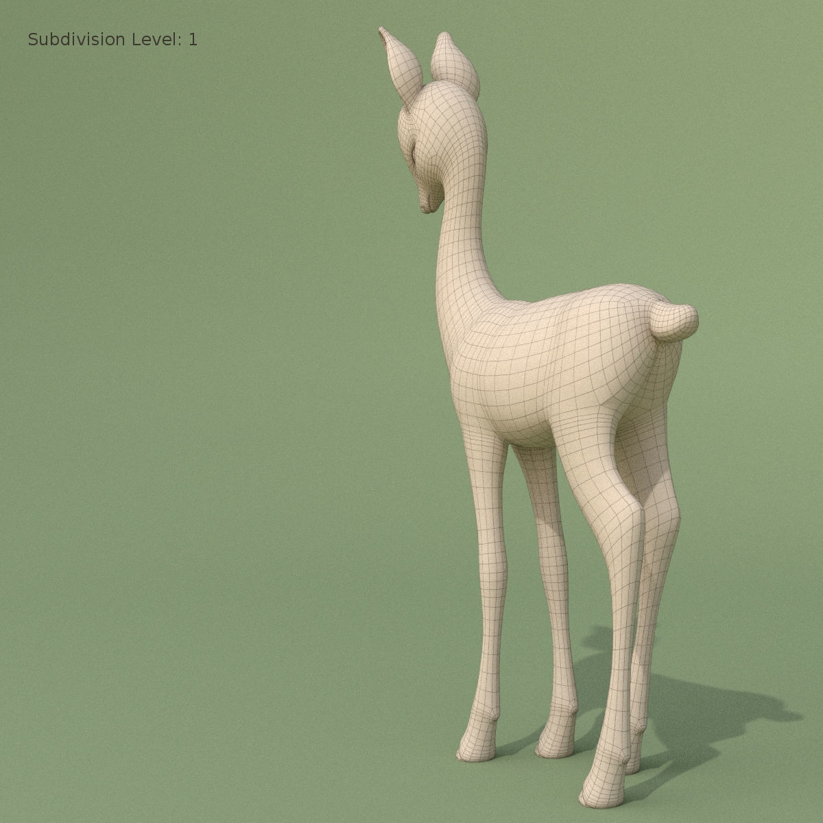 Deer Baby Statuette 3D model_11