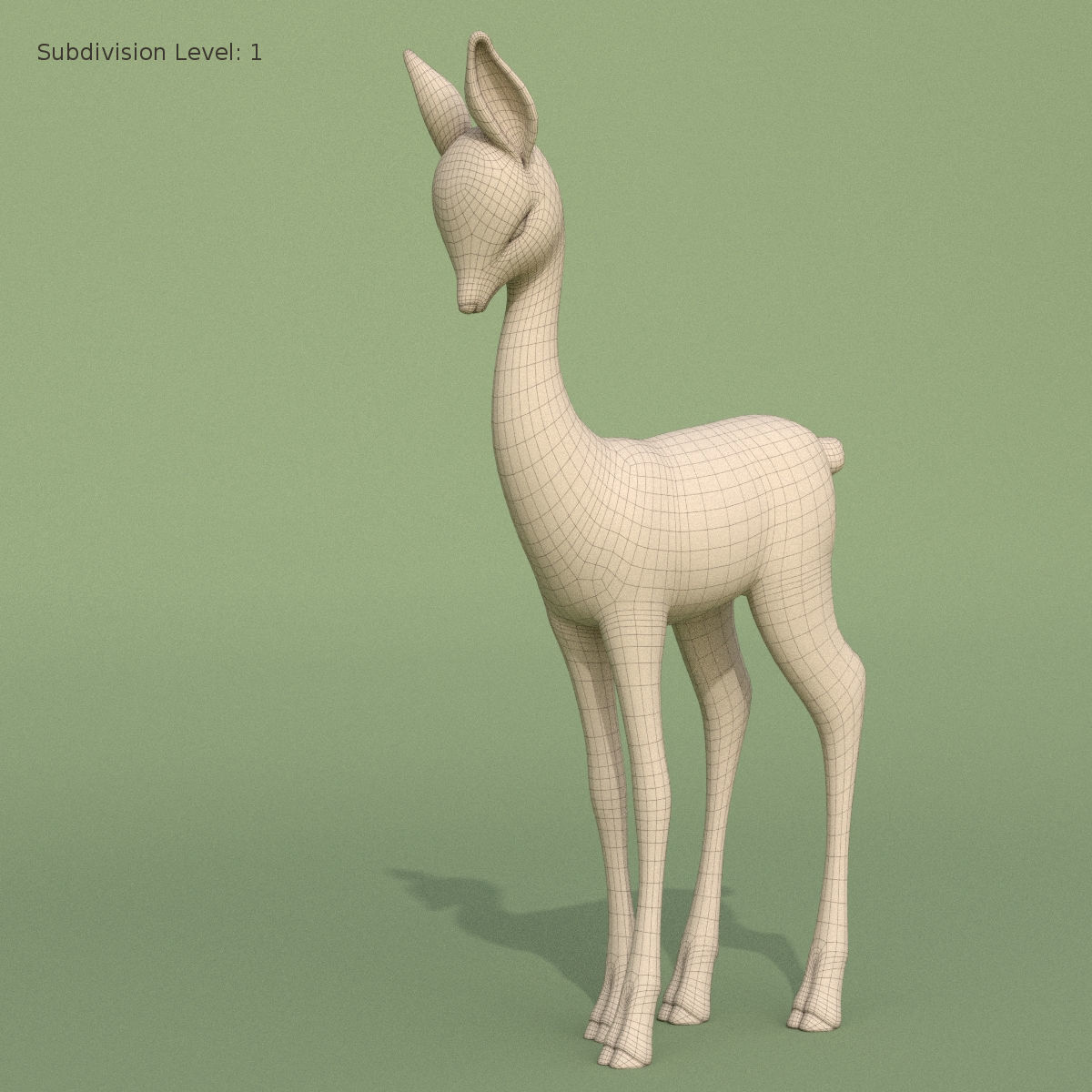 Deer Baby Statuette 3D model_9