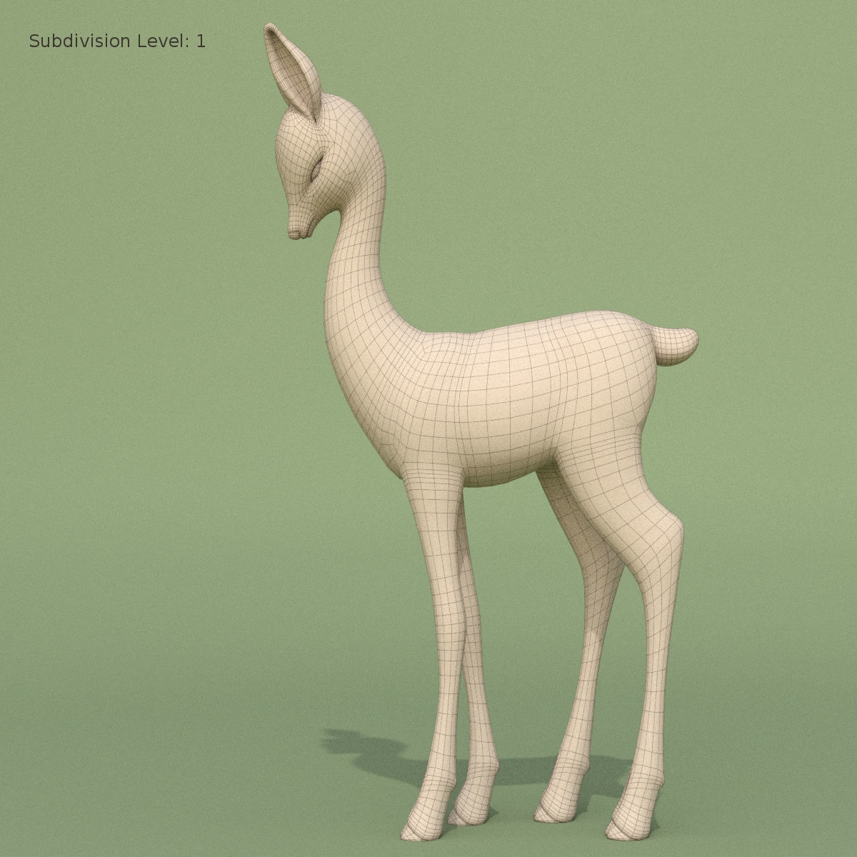 Deer Baby Statuette 3D model_7