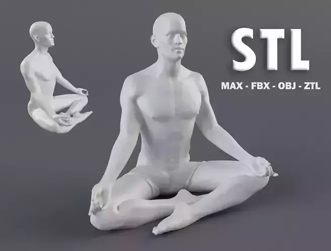 Man 1 STL in lotus position 3D print model