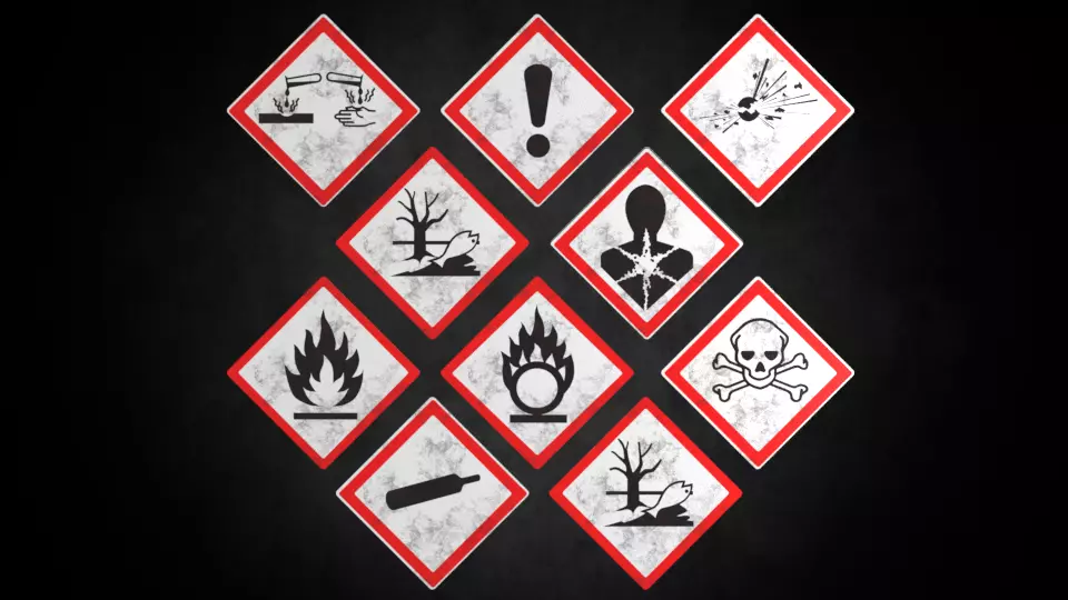 hazard symbols asset pack Low-poly 3D model