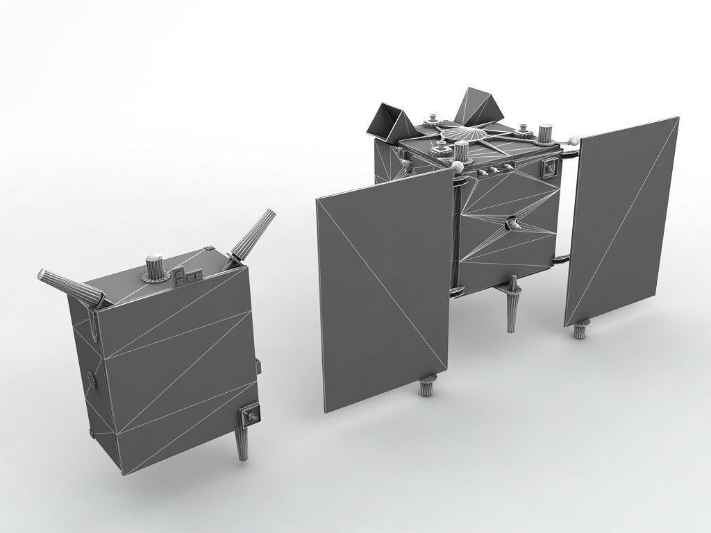 Satellites Mango and Tango Low-poly 3D model_2