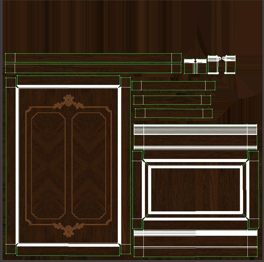 Wood panels 08 Low-poly 3D model_13
