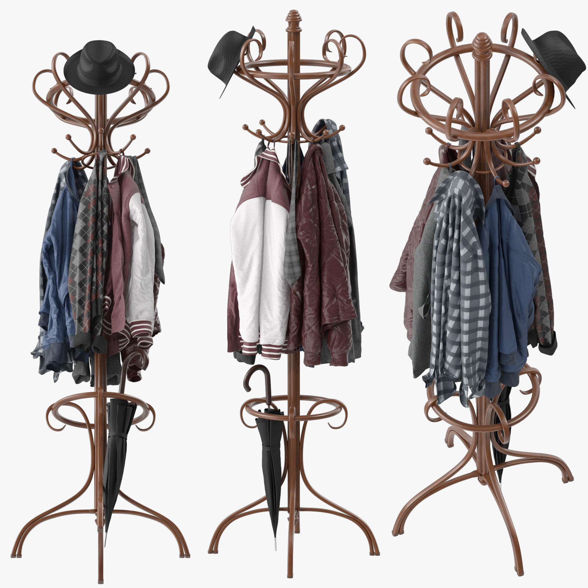 Bentwood Hat and Coat Stand  3D model_1