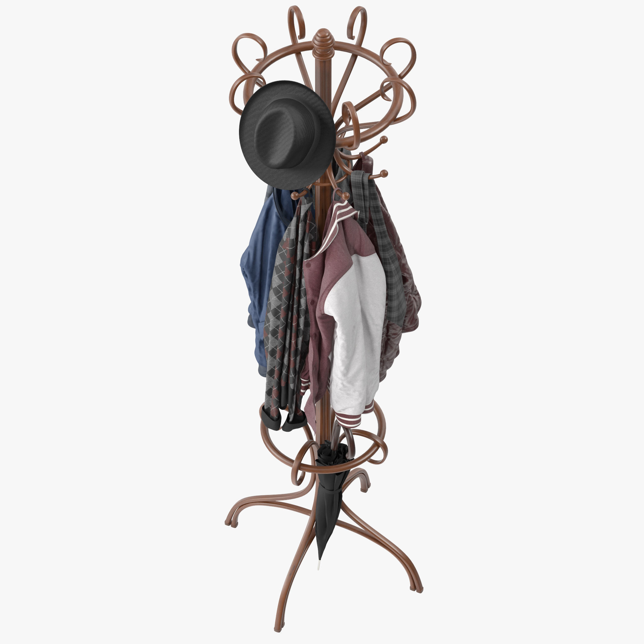 Bentwood Hat and Coat Stand  3D model_9