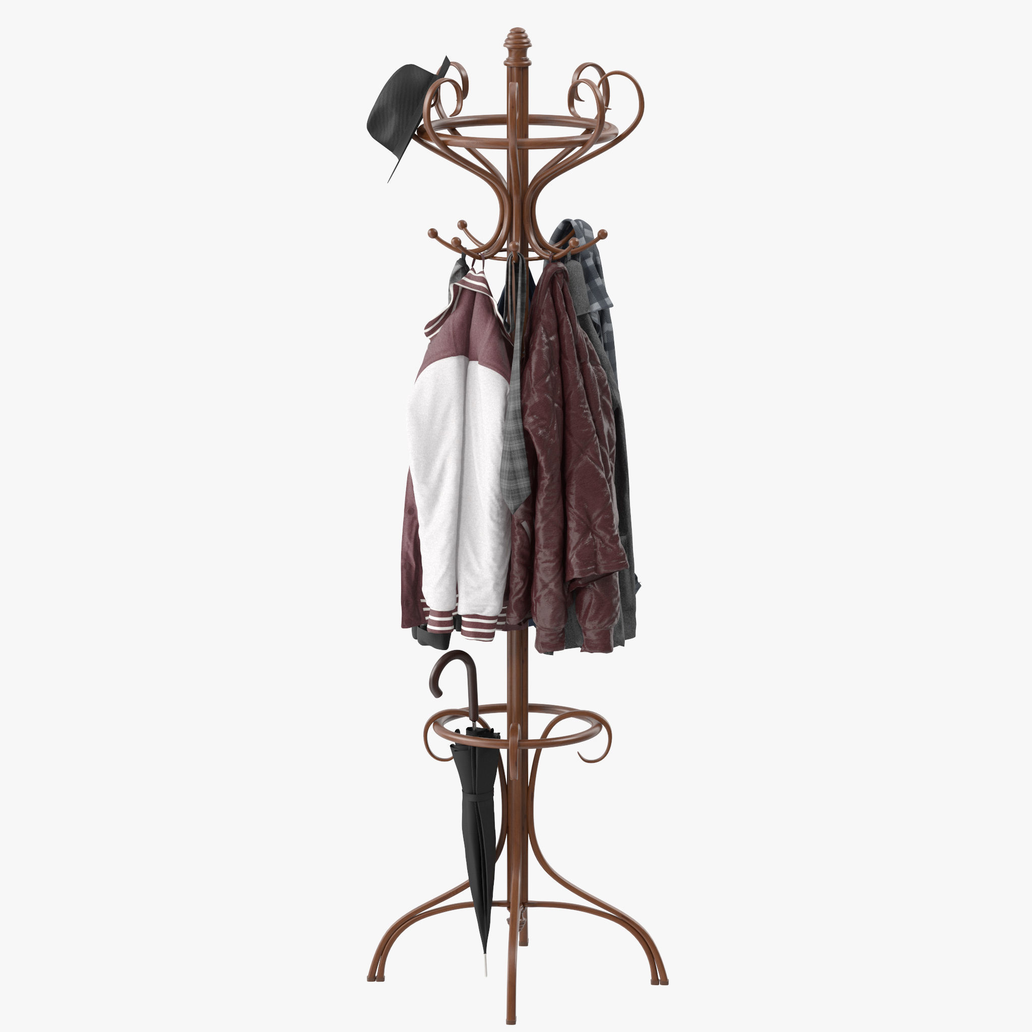 Bentwood Hat and Coat Stand  3D model_7