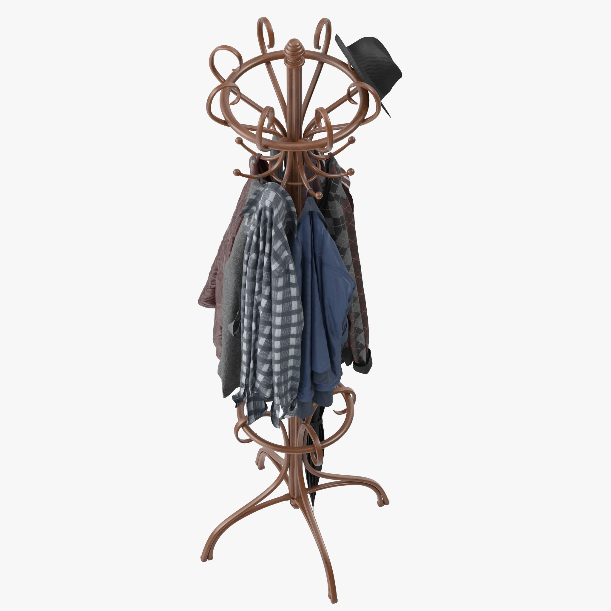 Bentwood Hat and Coat Stand  3D model_6