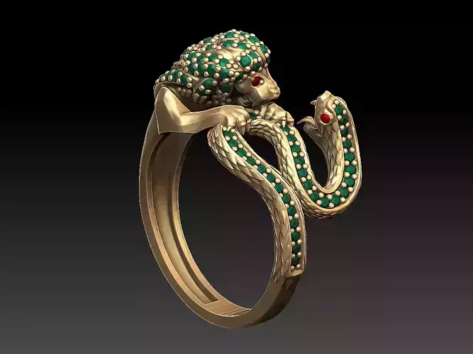 Lion VS Snake ring 3D print model