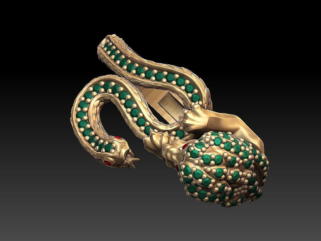 Lion VS Snake ring 3D print model_3