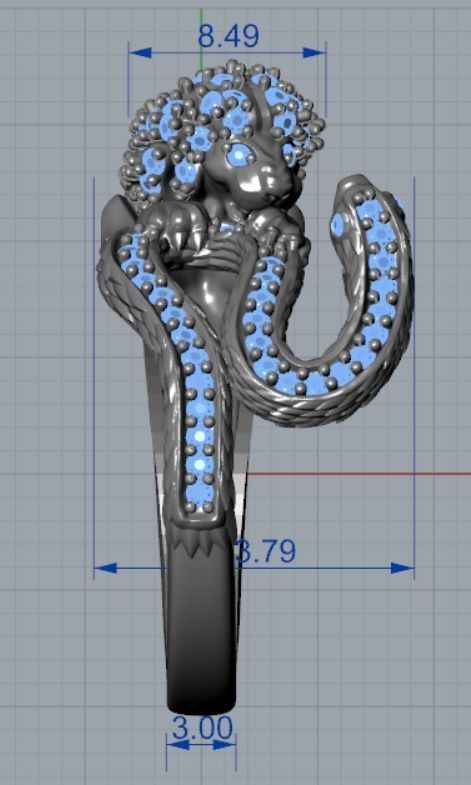 Lion VS Snake ring 3D print model_7