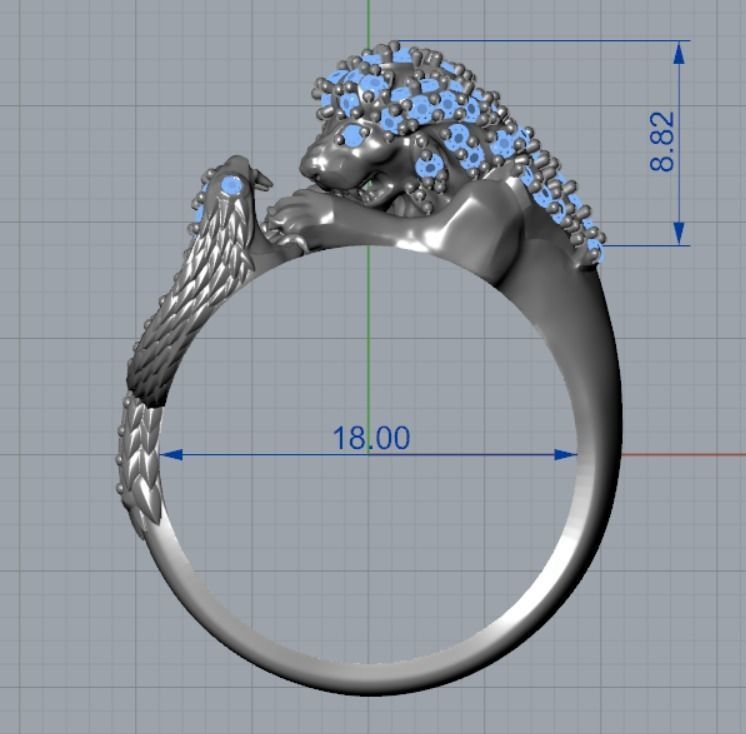 Lion VS Snake ring 3D print model_6