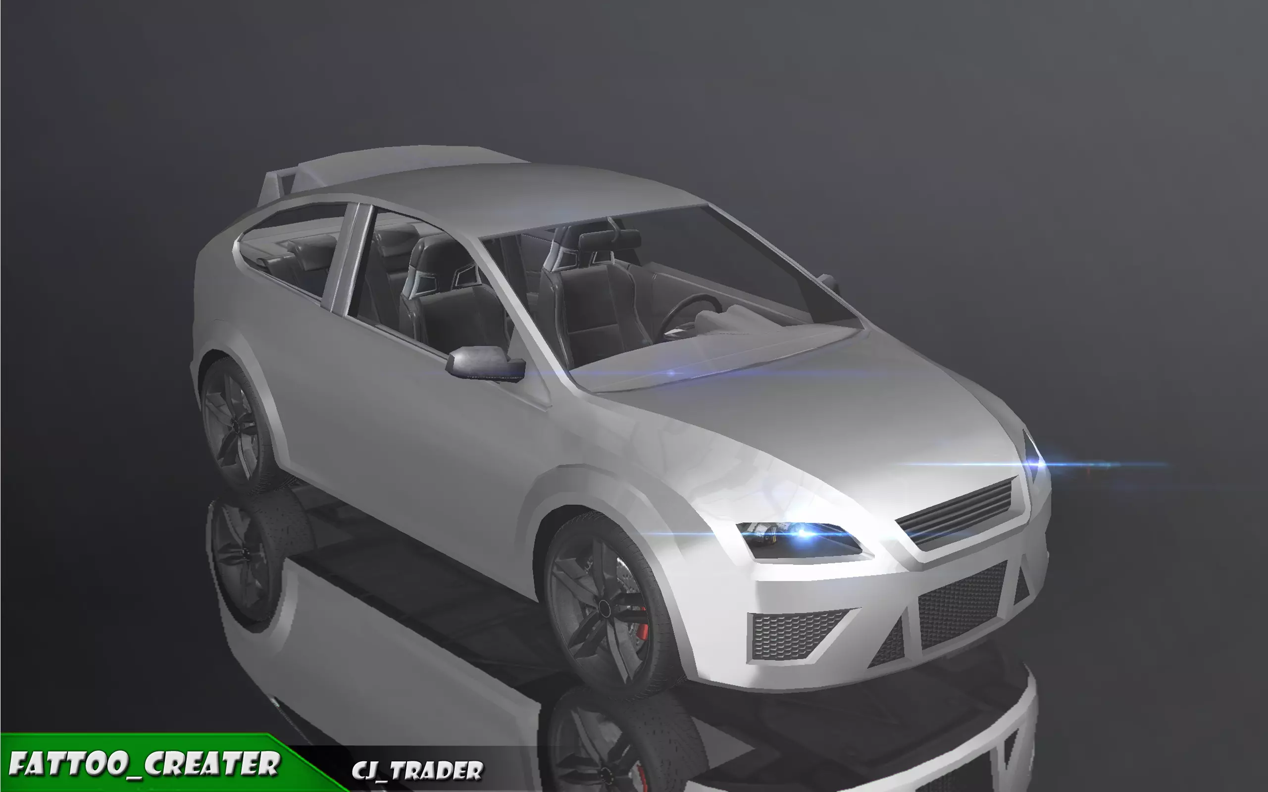 Low-Poly Car Racing Concept Simple 3D Model Low-poly 3D model_0