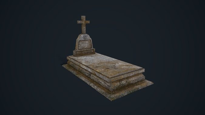 Gravestone 2 with cross Low-poly 3D model