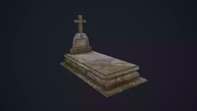 Gravestone 2 with cross Low-poly 3D model