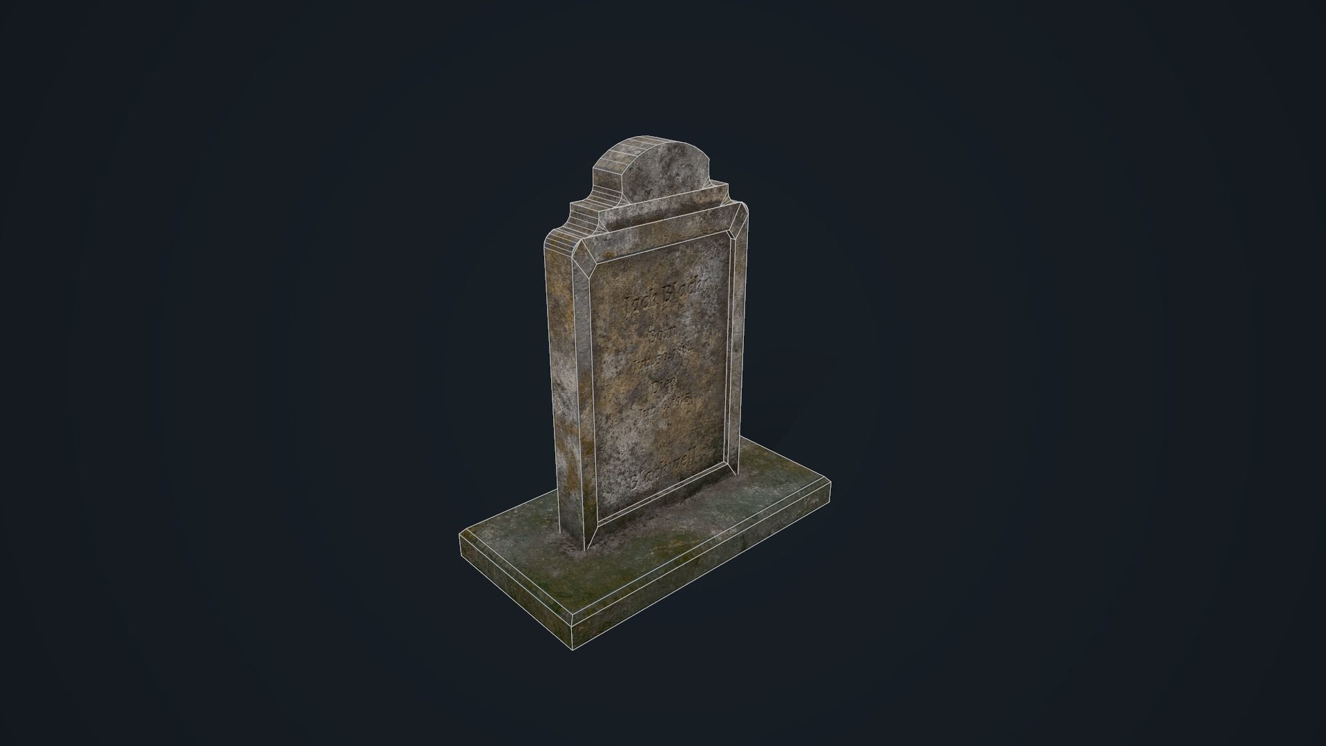 Gravestone 3 Low-poly 3D model_11