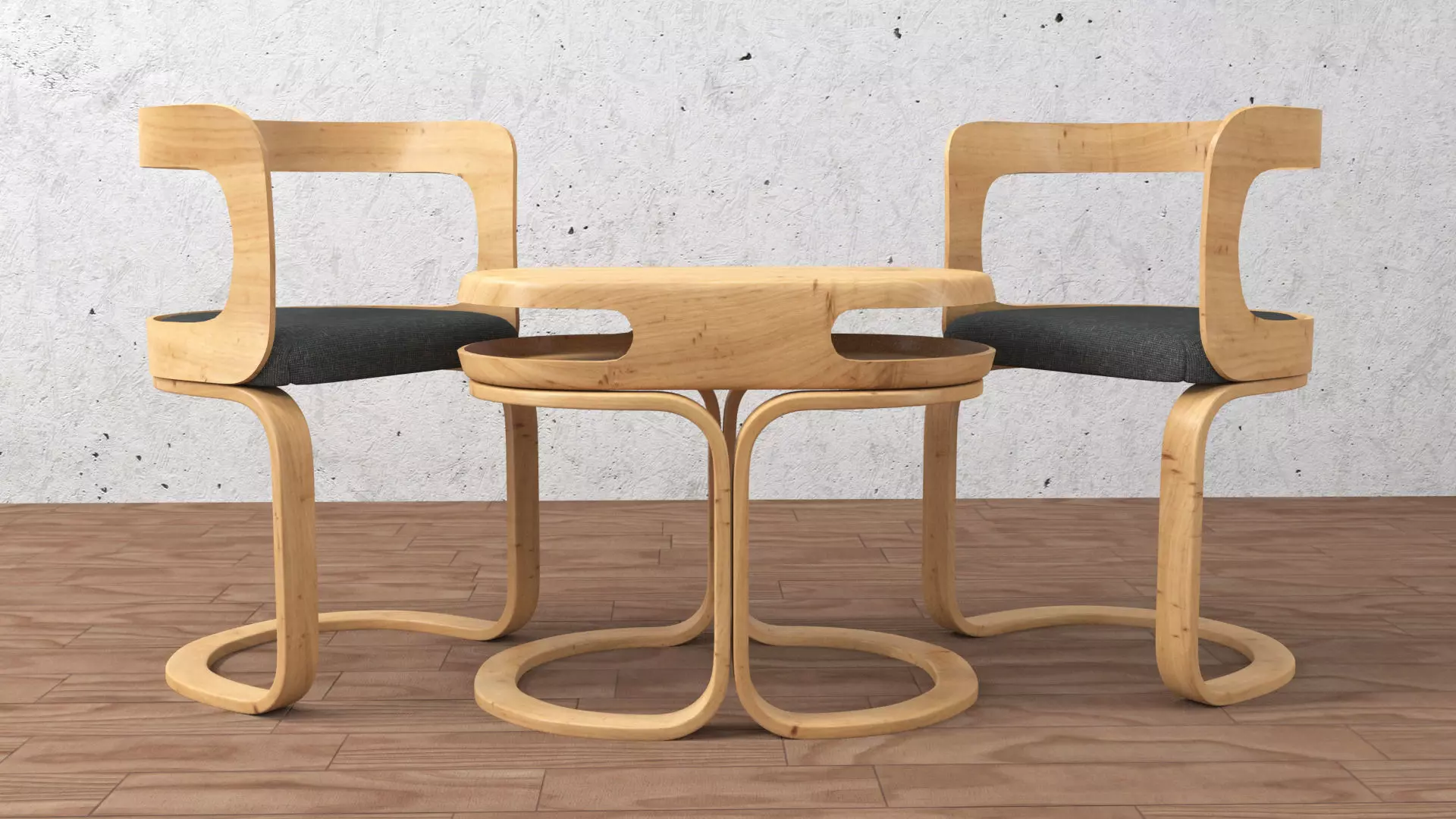 chair and table 3D model_0