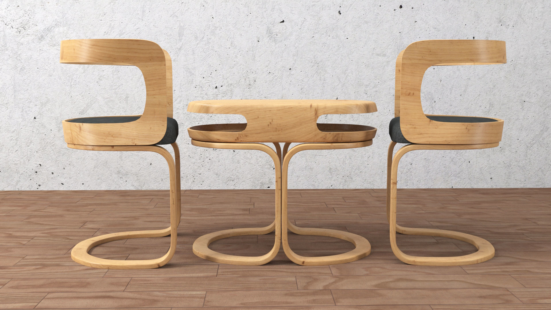 chair and table 3D model_1
