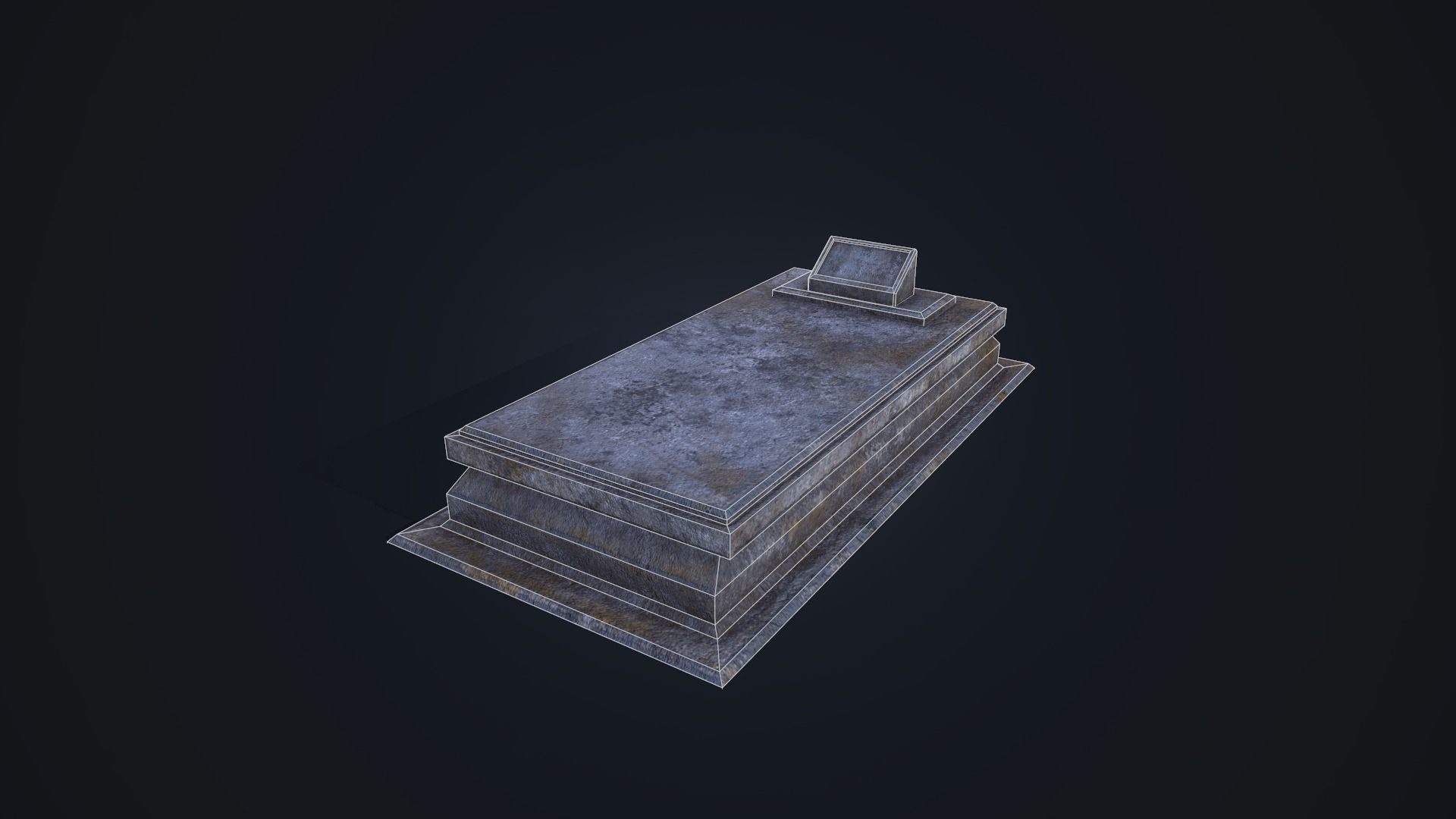 Gravestone 6 stone coffin Low-poly 3D model_15