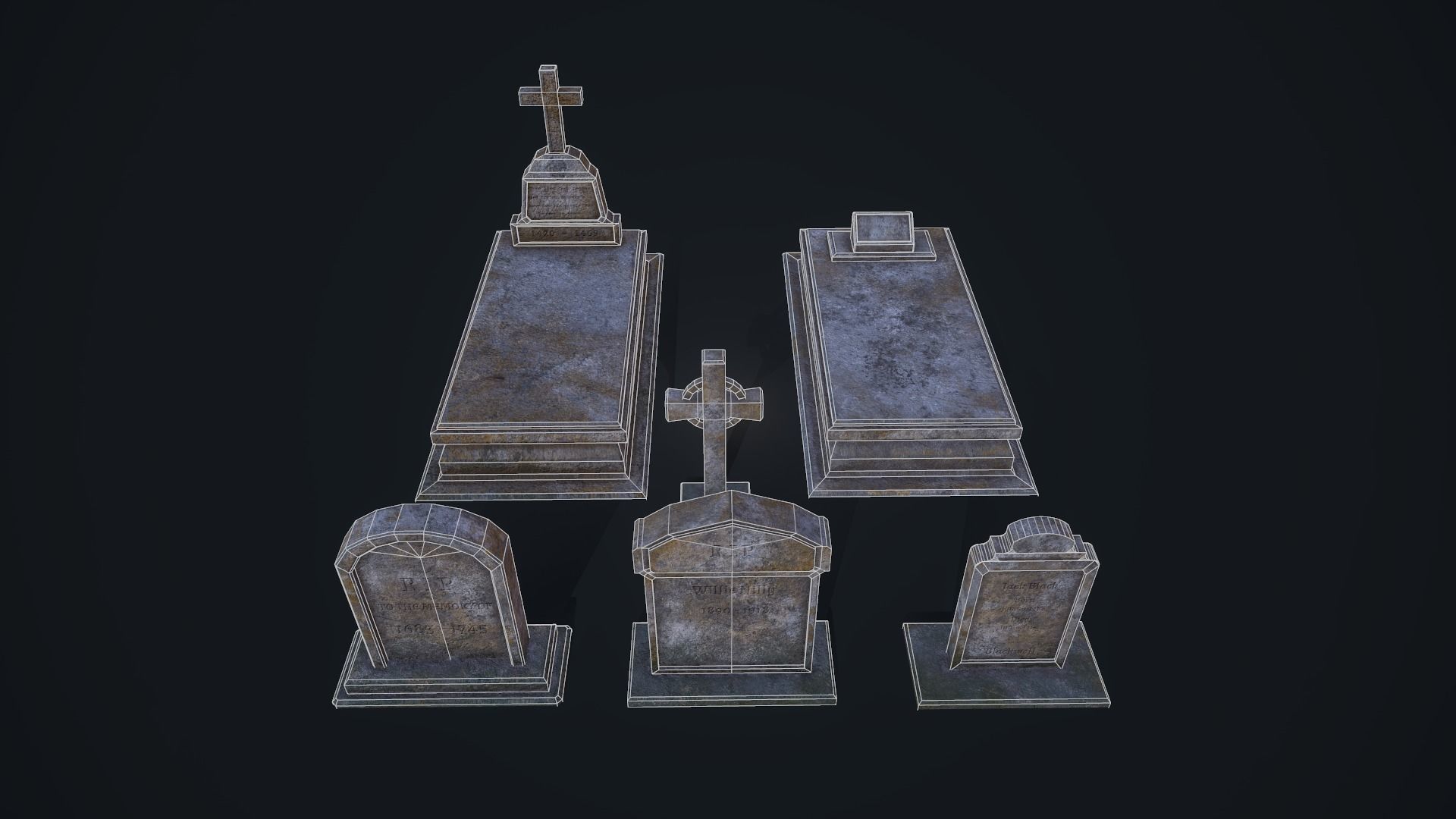Gravestone Collection with cross _17