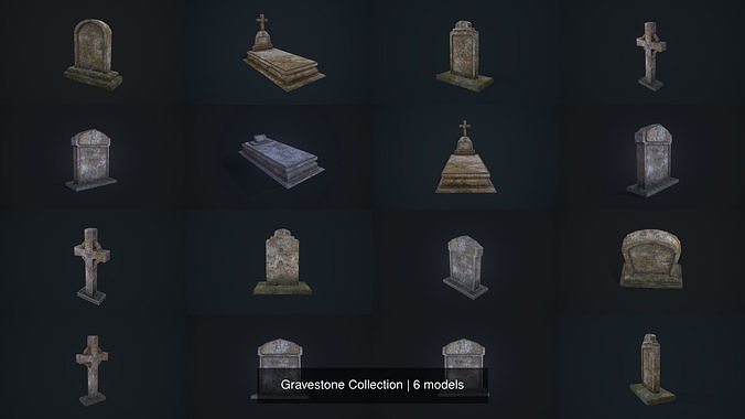 Gravestone Collection with cross 
