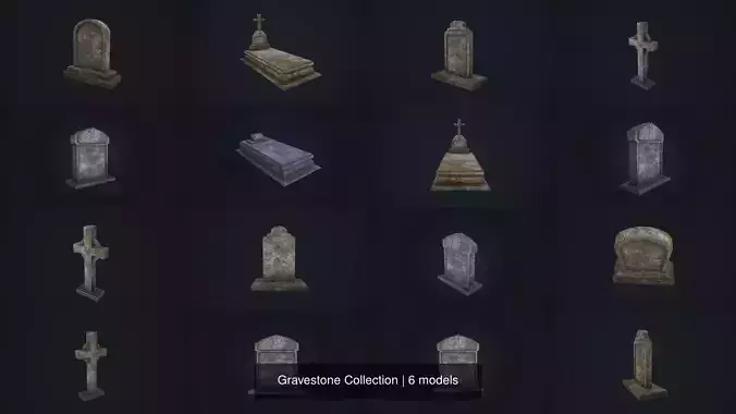 Gravestone Collection with cross 