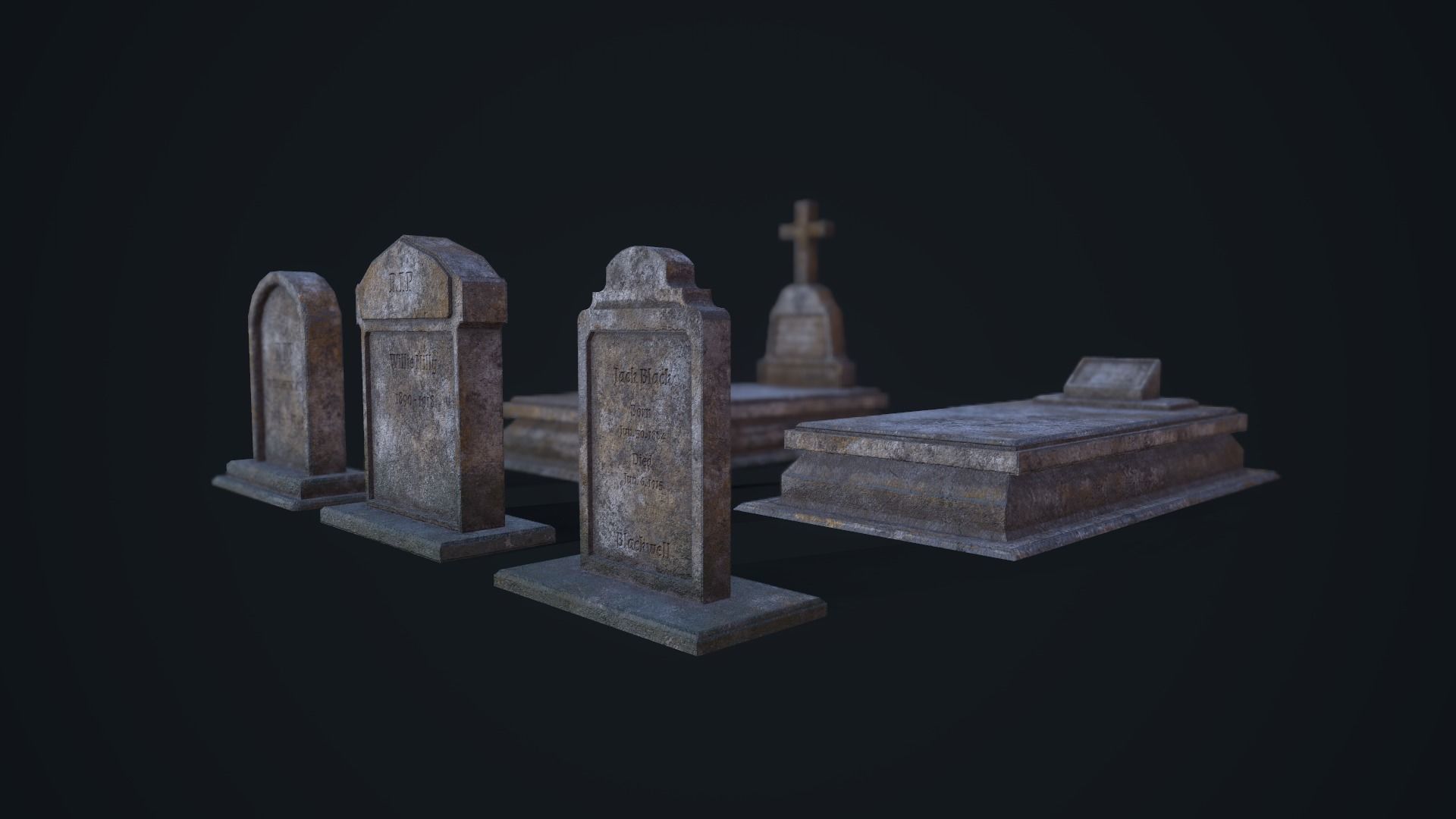 Gravestone Collection with cross _16