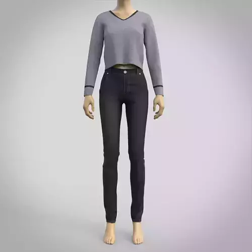 casual outfit - denim pants and sweater 3D model