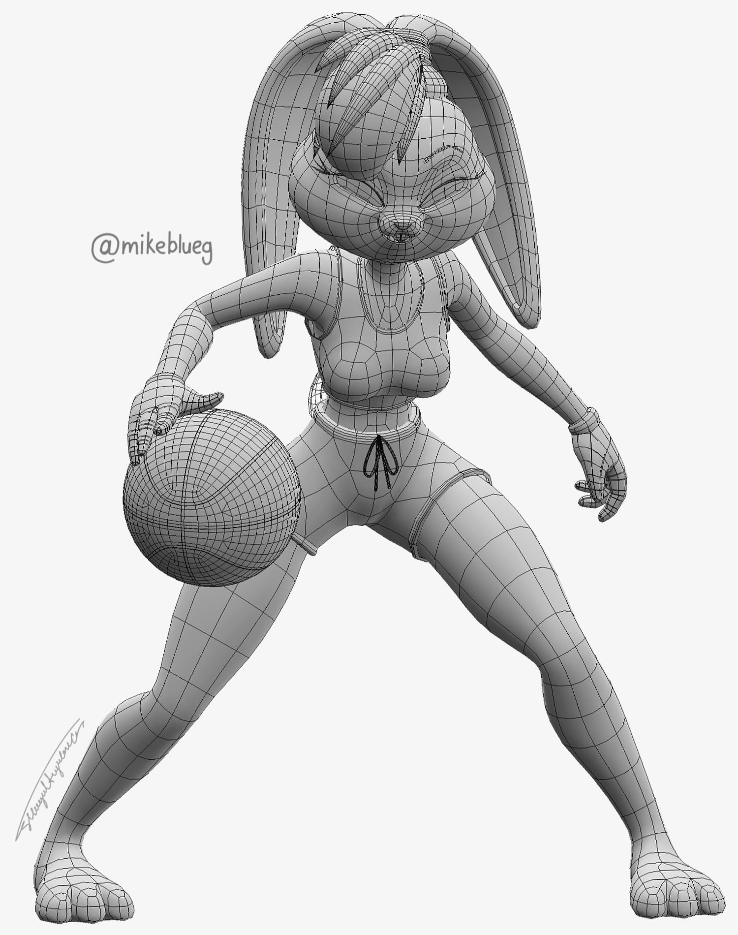 Lola Bunny Rigged  Low-poly 3D model_7
