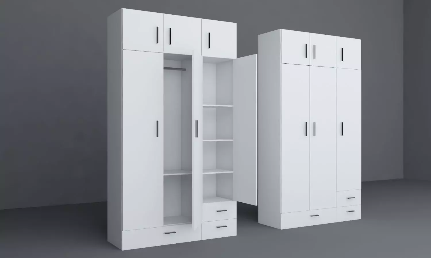 closet wardrobe with two drawers Free 3D model_0