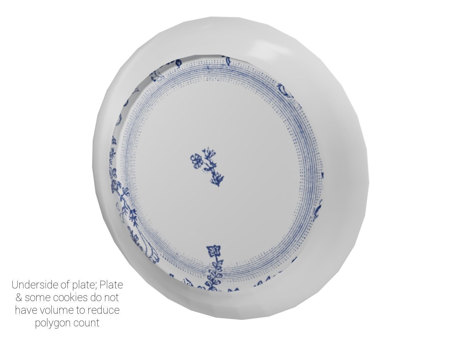 Plate of Chocolate Chip Cookies Low-poly 3D model_7