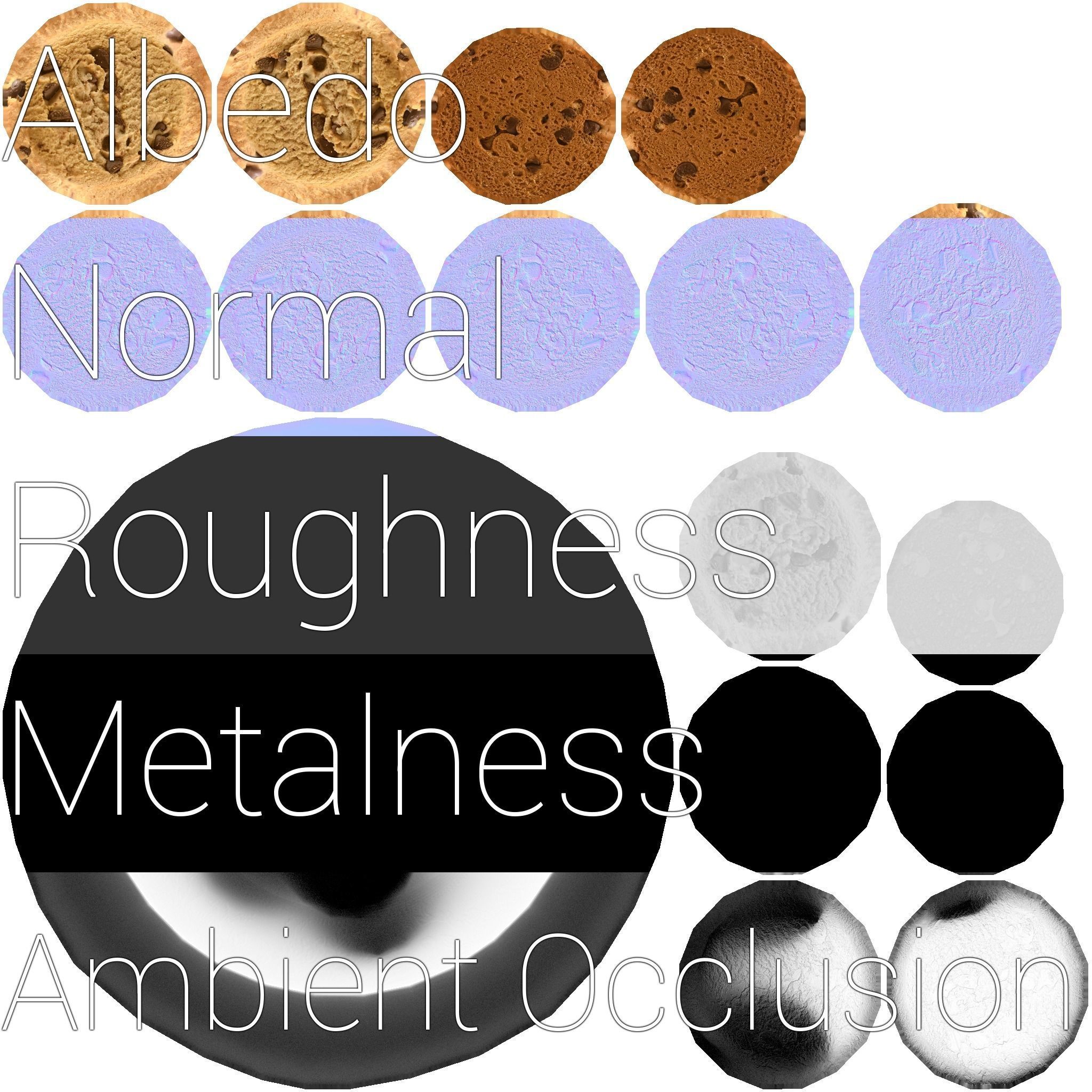 Plate of Chocolate Chip Cookies Low-poly 3D model_8