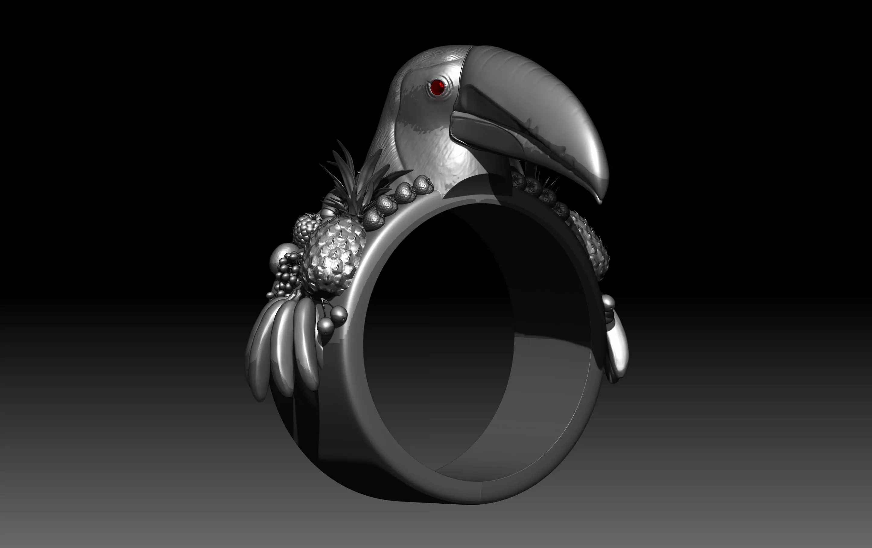toucan ring 3D print model_0