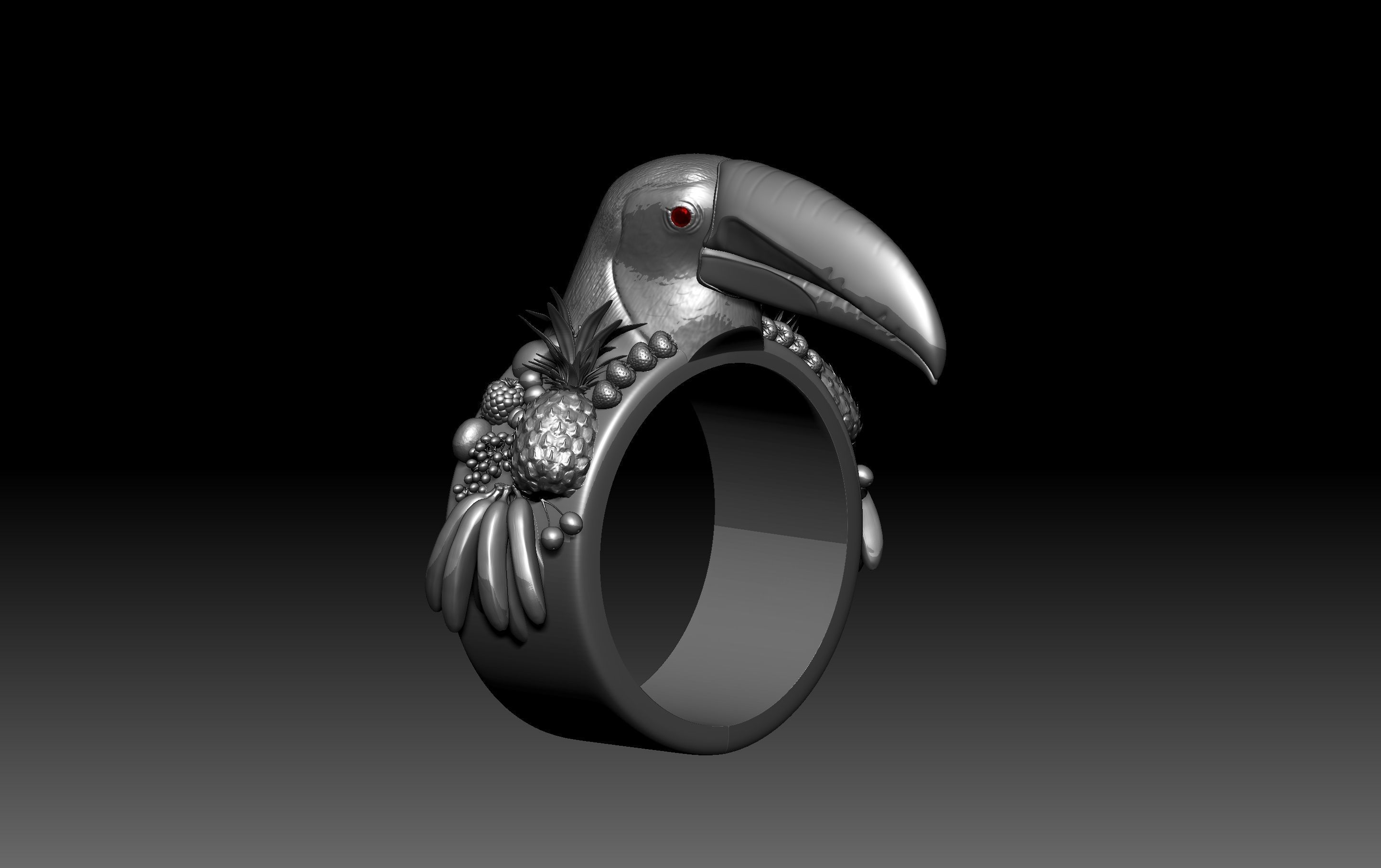 toucan ring 3D print model_5
