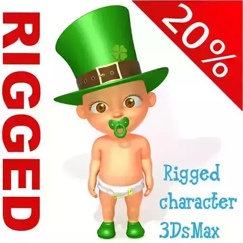 Leprechaun Baby Cartoon Rigged  3D model