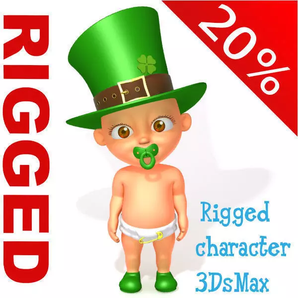 Leprechaun Baby Cartoon Rigged 3D model
