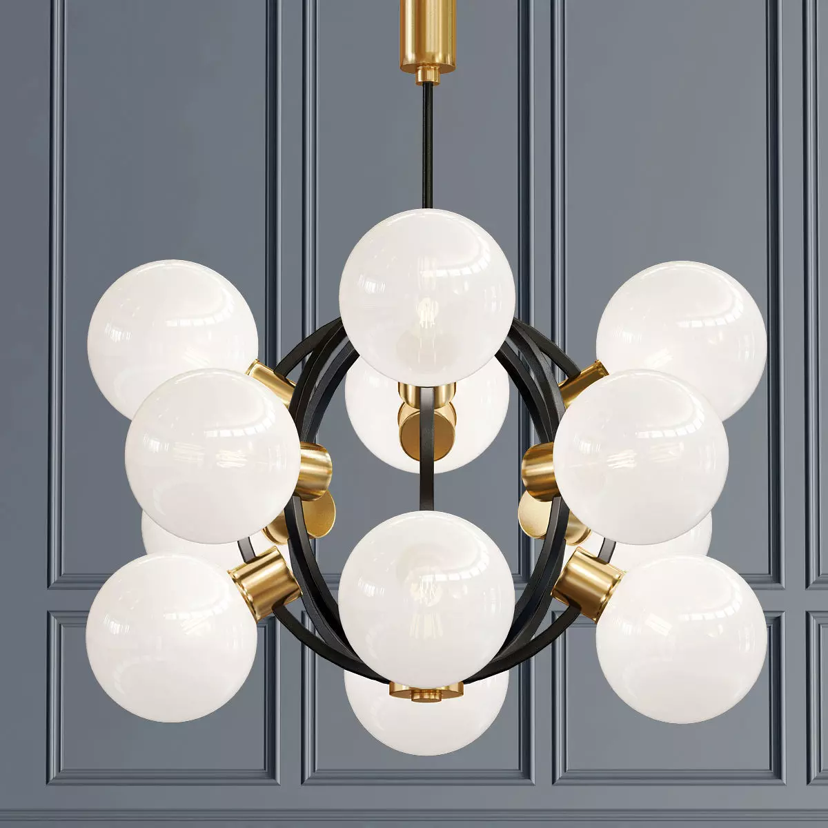 Atomic white glass Sputnik Chandelier 3D model