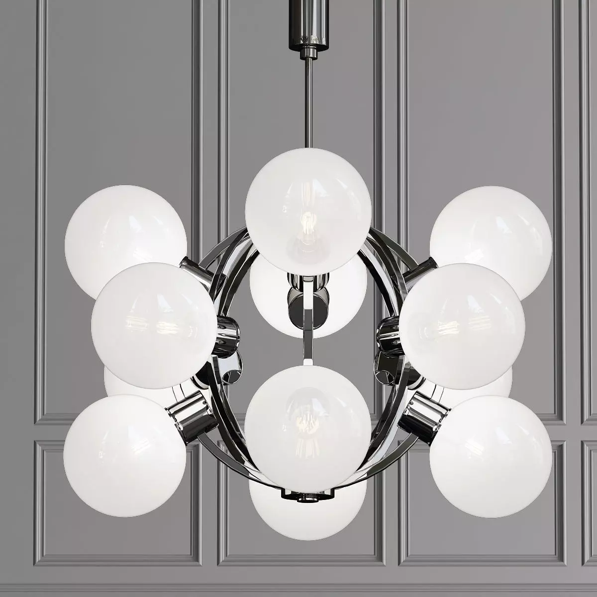 Atomic chrome Sputnik Chandelier 3D model