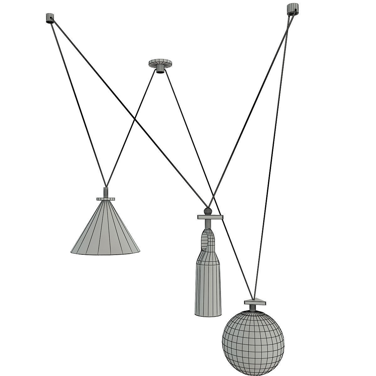 Shape Up 3 Piece chandelier 3D model_2