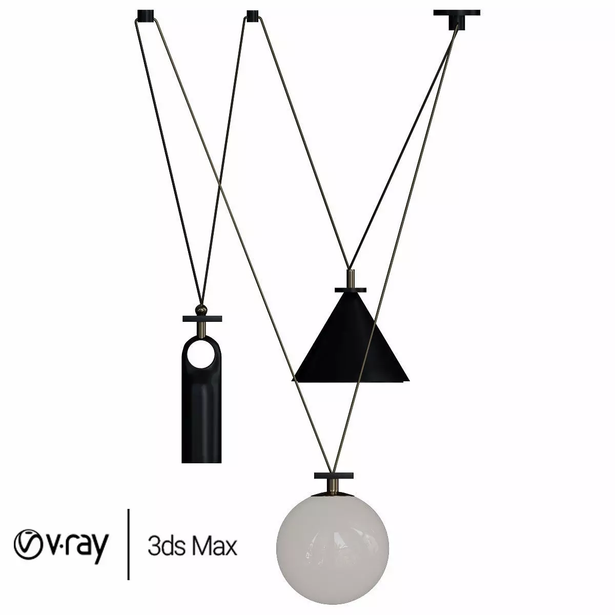 Shape Up 3 Piece chandelier 3D model_0