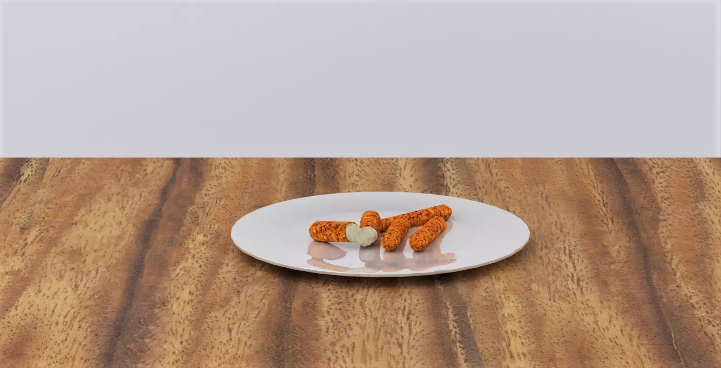 Fried Mozzarella Low-poly 3D model_0