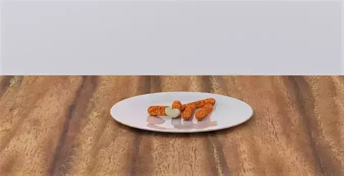 Fried Mozzarella Low-poly 3D model