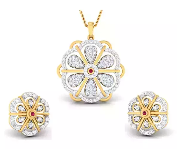 Women pendant-earrings set 3dm mgx render 3D print model 3D print model