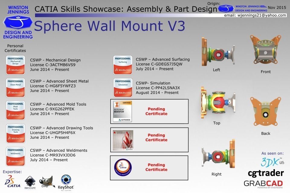 Sphere Wall Mount V3 Free 3D model_2