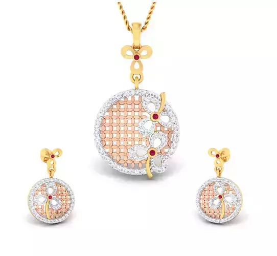 Women pendant-earrings set 3dm mgx render detail 3D print model 3D print model