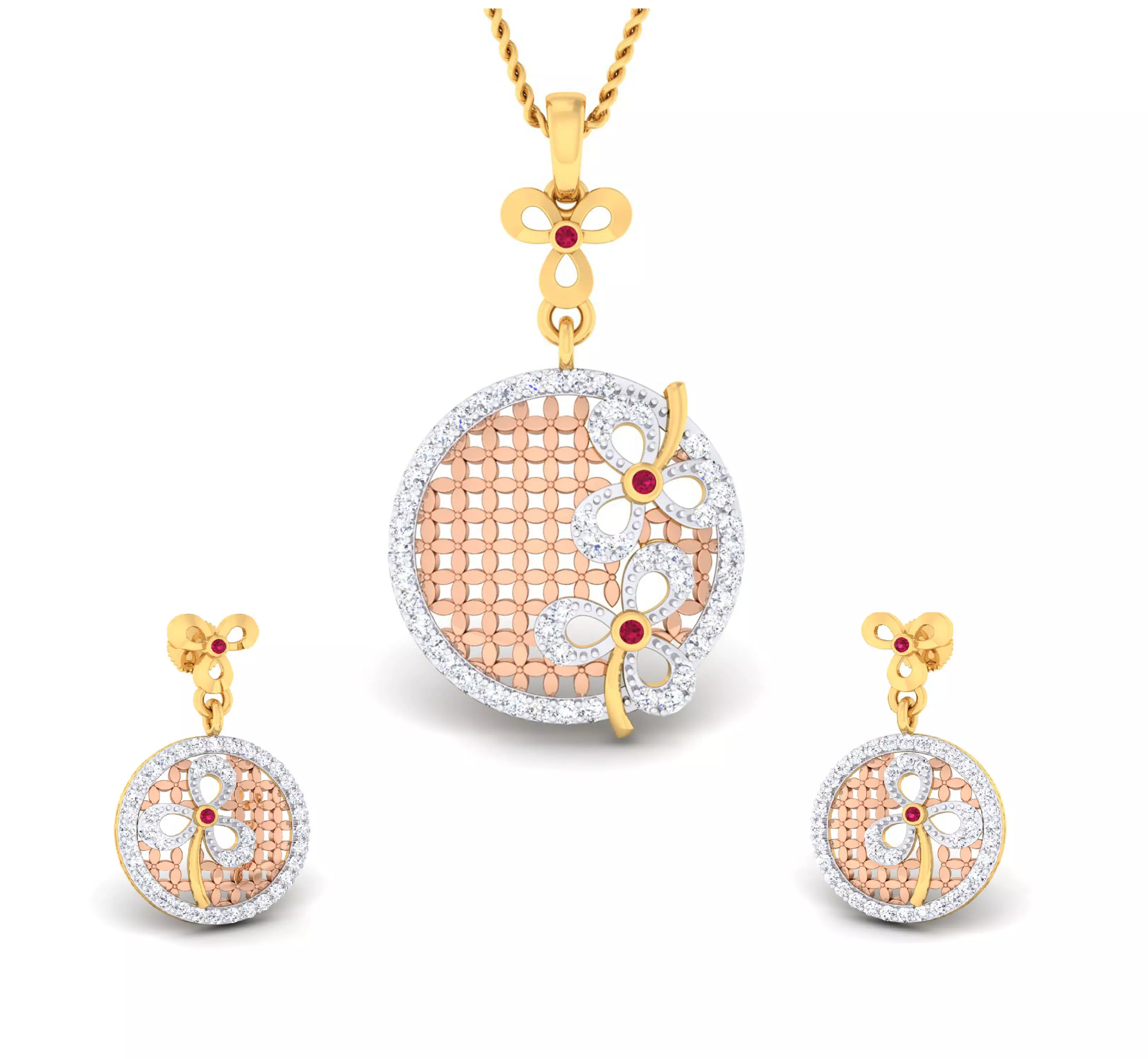 Women pendant-earrings set 3dm mgx render detail 3D print model 3D print model_0